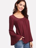 Shein Contrast Lace Tie Back Blouse