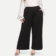 Shein Plus Elastic Waist Wide Leg Solid Pants