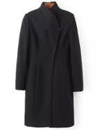 Shein Black Lapel Long Sleeve Slim Coat