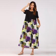 Shein Graffiti Print Color Block Longline Dress