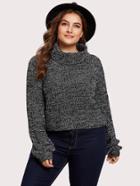 Shein Rolled Neck Marled Knit Sweater