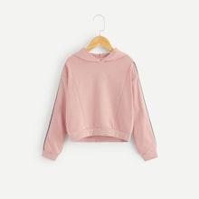 Shein Girls Cut-and-sew Striped Sleeve Hoodie