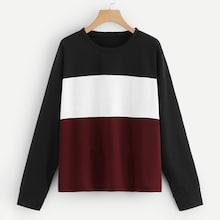Shein Plus Color-block Round Neck Top