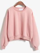 Shein Round Neck Crop Pink Sweatshirt