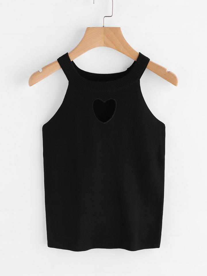 Shein Heart Cut Out Knit Top