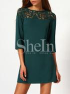 Shein Contrast Lace 3/4 Sleeve Dress