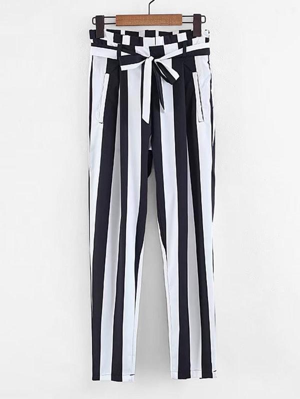 Shein Self Tie Striped Pants