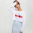 Shein Long Sleeve Crop Graphic Tee