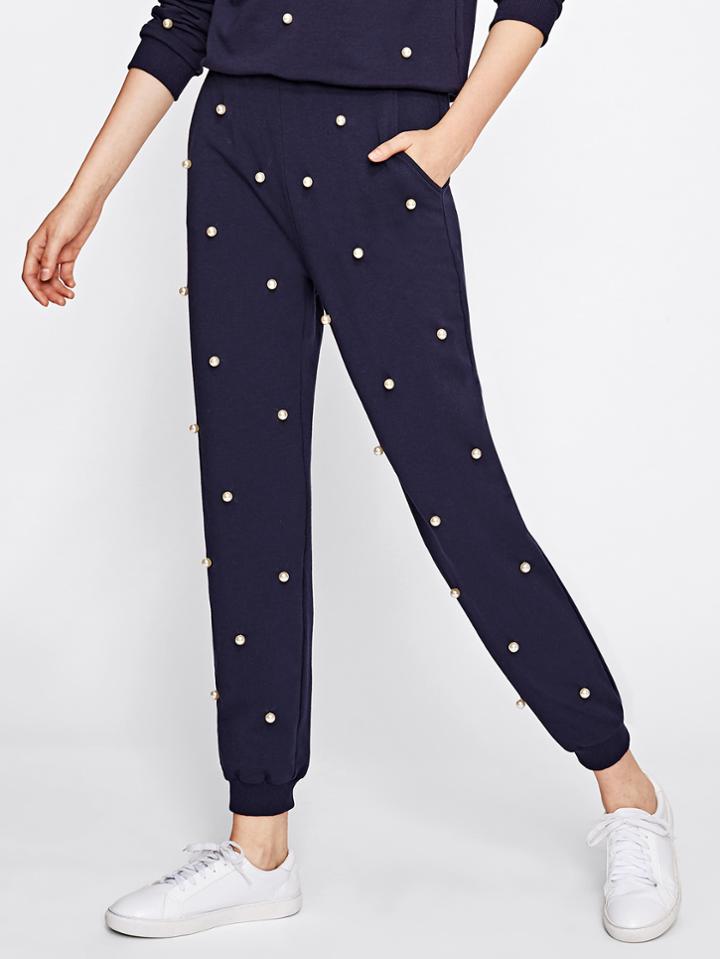 Shein Pearl Beading Sweatpants