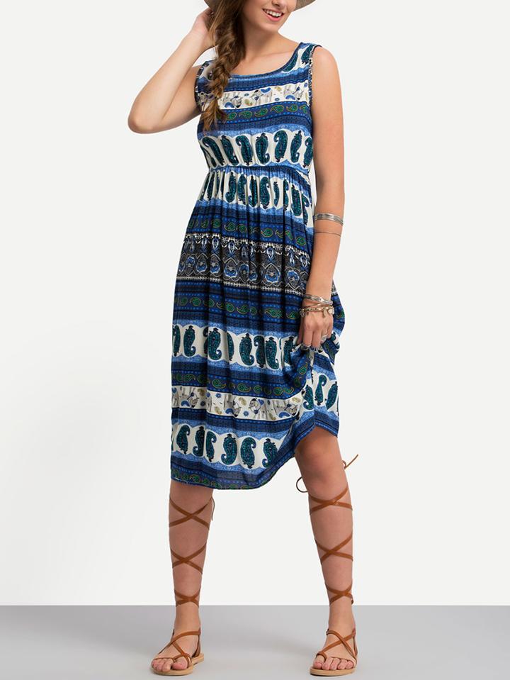 Shein Sleeveless Paisley Print Dress