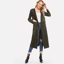 Shein Pocket Patched Open Front Coat