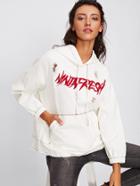 Shein Embroidered Ripped Detail Hoodie Jacket
