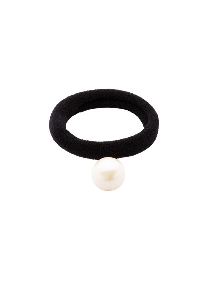 Shein Black Faux Pearl Elastic Hair Tie