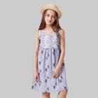 Shein Girls Printed Lace Panel Dress