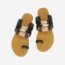 Shein Metal Detail Toe Ring Strappy Sliders