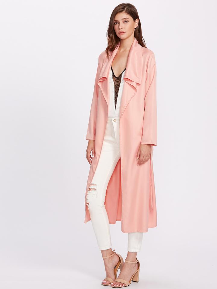 Shein Shawl Collar Self Tie Coat