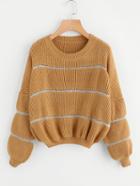 Shein Glitter Insert Lantern Sleeve Jumper