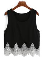 Shein Black Embroidered Sequined Tank Top