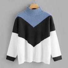 Shein Cut And Sew Chevron Pattern Jumper