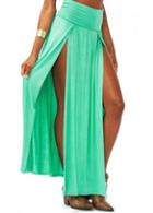 Rosewe Shining Green Side Slit Design High Waist Skirt