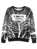 Shein Black White Emoji Print Sweatshirt