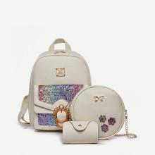 Shein Faux Pearl Decor Glitter Combination Bag 3pcs