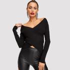Shein Cross Wrap Form Fitted Bardot Jumper