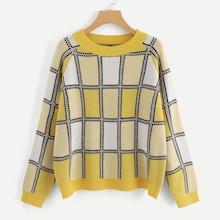 Shein Raglan Sleeve Plaid Jumper