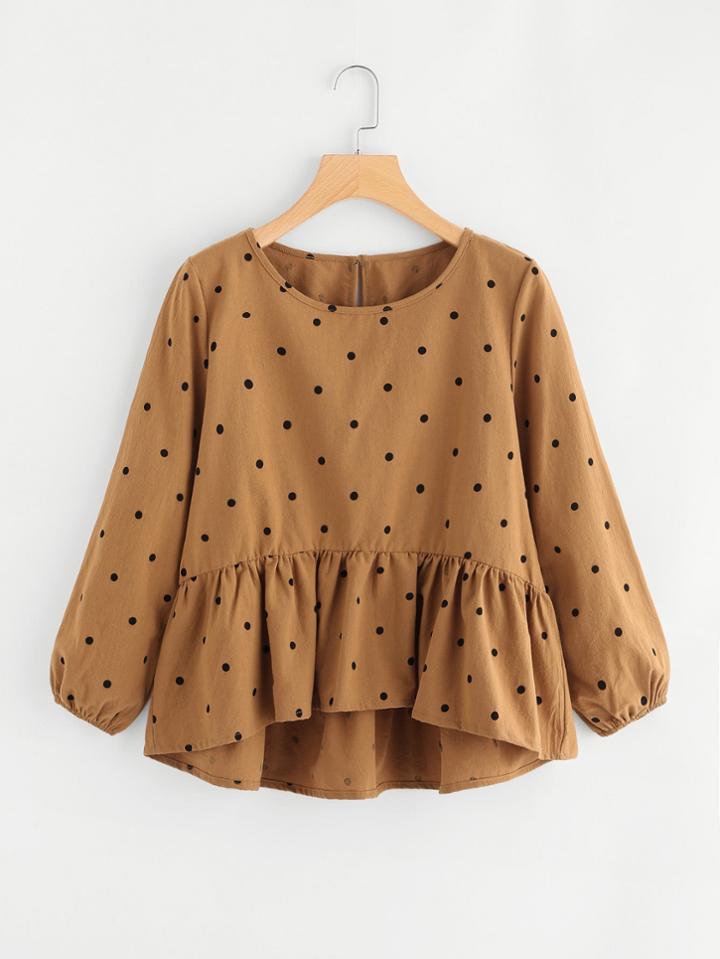 Shein Spot High Low Pep Hem Blouse