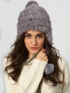 Shein Grey Twisted Ball Faux Fur Hat