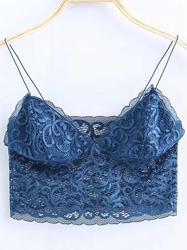 Shein Blue Lace Cami Crop Top