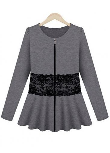 Rosewe Autumn Long Sleeve Cotton Blend Cardigans Deep Grey