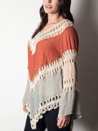 Shein Orange Hollow Crochet Loose Top