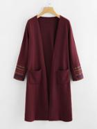 Shein Tribal Embroidered Sleeve Ribbed Coat
