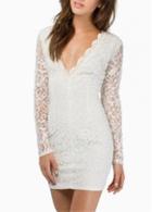 Rosewe Charming White V Neck Long Sleeve Woman Bodycon Dress