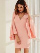 Shein V Cut Oversized Bell Sleeve Sheath Dress