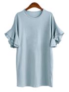 Shein Blue Ruffle Sleeve Tee Dress
