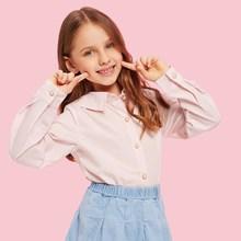 Shein Girls Ruched Back Solid Blouse