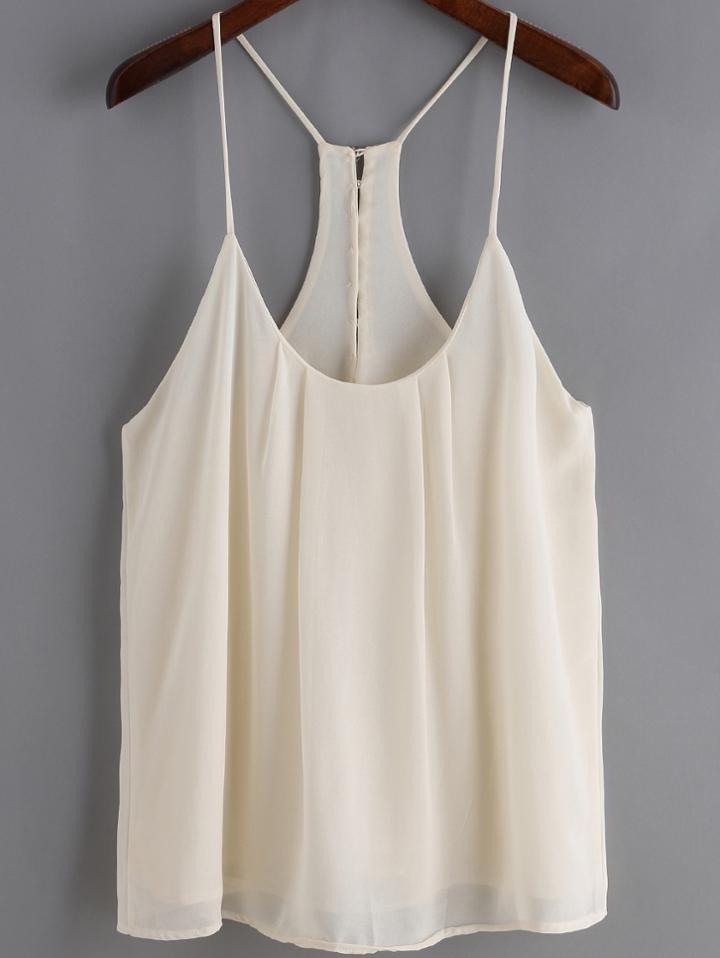 Shein Apricot Spaghetti Strap Buttons Cami Top