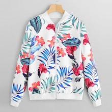 Shein Zip Front Tropical Jacket