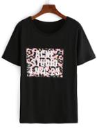 Shein Pink Leopard Print T-shirt