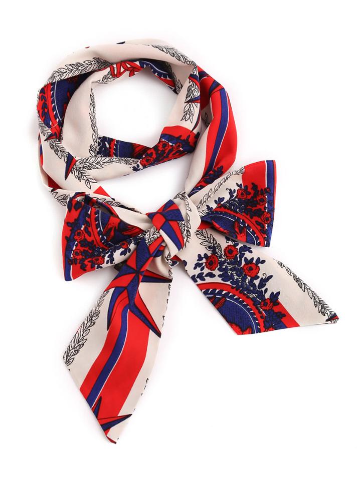 Shein Flower Print Chiffon Skinny Scarf