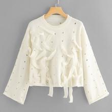 Shein Ribbon Detail Solid Sweater