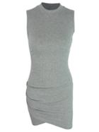 Shein Mock Neck Ruched Ribbed Bodycon Dress