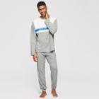 Shein Men Color Block Letter Top & Pants Pajama Sets