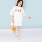 Shein Plus Ice Cream Applique Tiered Mesh Sleeve Dress