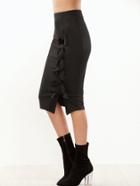 Shein Black Knotted Split Front Pencil Skirt