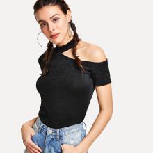Shein Cut Out Detail Sparkle Tee