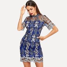 Shein Contrast Mesh Floral Dress