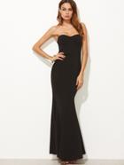 Shein Black Fishtail Bustier Bandeau Dress